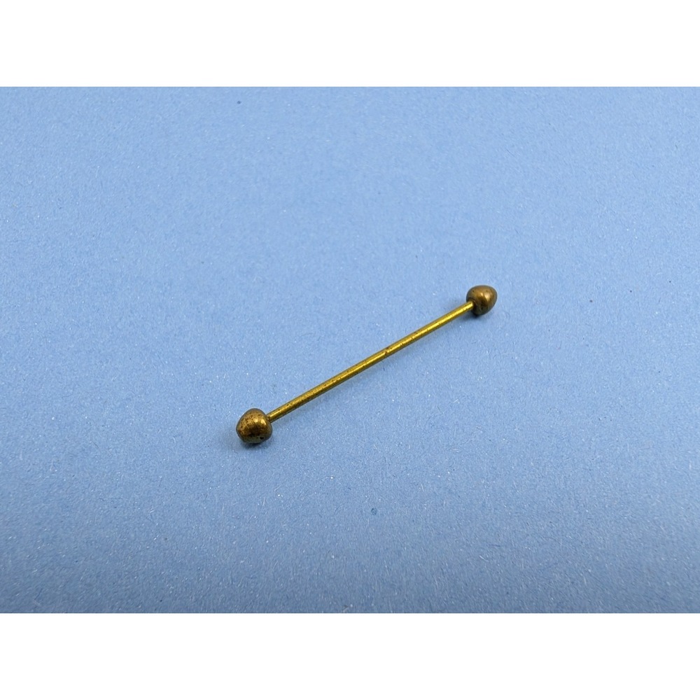 Vintage Gold Tone Collar Bar Pin Men's Dress Shirt Accessory Barbell Ball End